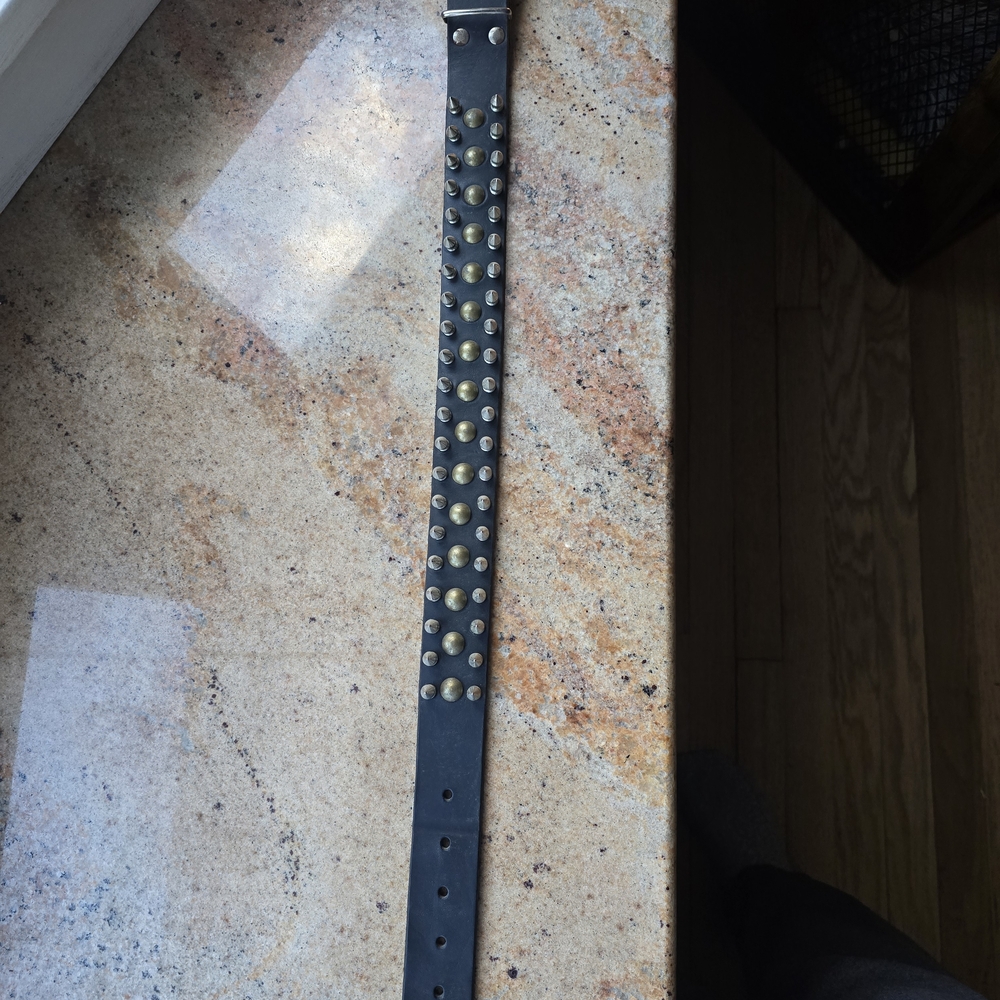 Studded Black Leather Dog Collar